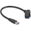 Delock Keystone Modul USB 5 Gbps Typ-A Einbaubuchse 45° gewinkelt zu Typ-A Stecker mit 30 cm Kabelis juodas