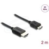Delock Koaxiales High Speed HDMI Kabelis HDMI Stecker zu Mini HDMI Stecker 8K 60 Hz mit Geflechtmantel 2 m