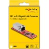 „DeLOCK“ keitiklis, M.2 rakto B+M jungtis į 1 x RJ45 2.5 gigabito LAN prievadą horizontaliai, LAN adapteris