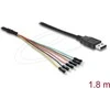 Delock Konverter USB 2.0 Typ-A zu UART TTL (3,3 V) Schnittstelle mit 6 x Pfostenstecker TX/RX/CTS/RTS und 3,3 V Ausgangsspannung 1,8 m