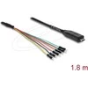 Delock Konverter USB 2.0 Type-C™ zu UART TTL (3,3 V) Schnittstelle mit 6 x Pfostenstecker TX/RX/CTS/RTS und 5 V Ausgangsspannung 1,8 m