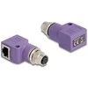 Delock M12 Adapteris D-kodiert 4 Pin Buchse zu RJ45 Buchse Cat.5e mit Befestigungsloch 90° gewinkelt violett