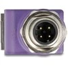 Delock M12 Adapteris D-kodiert 4 Pin Stecker zu RJ45 Buchse Cat.5e mit Befestigungsloch 90° gewinkelt violett