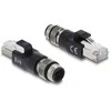 Delock M12 Adapteris D-kodiert 4 Pin Stecker zu RJ45 Stecker juodas
