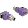 Delock M12 Adapteris D-kodiert 4 Pin Stecker zu RJ45 Buchse Cat.5e mit Befestigungsloch 90° gewinkelt violett