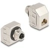 Delock M12 Adapteris X-kodiert 8 Pin Buchse zu RJ45 Buchse Cat.6A STP Metall
