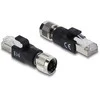 Delock M12 Adapteris X-kodiert 8 Pin Buchse zu RJ45 Stecker juodas