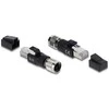 Delock M12 Adapteris X-kodiert 8 Pin Buchse zu RJ45 Stecker juodas