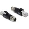 Delock M12 Adapteris X-kodiert 8 Pin Stecker zu RJ45 Stecker juodas