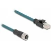 Delock M12 Adapterkabel A-kodiert 8 Pin Buchse zu RJ45 Stecker 50 cm