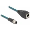 Delock M12 Adapterkabel A-kodiert 8 Pin Stecker zu RJ45 Buchse 50 cm