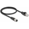 Delock M12 Adapterkabel D-kodiert 4 Pin Stecker zu RJ45 Stecker 50 cm