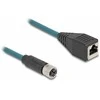 Delock M12 Adapterkabel X-kodiert 8 Pin Buchse zu RJ45 Buchse 50 cm