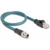 Delock M12 Adapterkabel X-kodiert 8 Pin Stecker zu RJ45 Stecker 50 cm