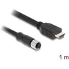 Delock M12 Kabelis A-kodiert 17 Pin Buchse zu HDMI Stecker 1 m juodas
