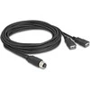 Delock M12 Kabelis A-kodiert 8 Pin Buchse zu 2 x USB 2.0 Typ-A Buchse 3 m juodas