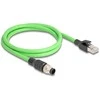 Delock M12 Kabelis A-kodiert 8 Pin Stecker zu RJ45 Stecker PUR (TPU) 2 m
