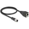 Delock M12 Kabelis A-kodiert 8 Pin Stecker zu RJ45 Buchse PVC 0,5 m