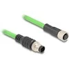 Delock M12 Kabelis A-kodiert 8 Pin Stecker zu Buchse PUR (TPU) 1 m