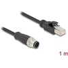 Delock M12 Kabelis A-kodiert 8 Pin Stecker zu RJ45 Stecker PVC 1 m