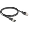 Delock M12 Kabelis A-kodiert 8 Pin Stecker zu RJ45 Stecker PVC 1 m