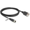 Delock M12 Kabelis D-kodiert 4 Pin Buchse zu RJ45 Buchse zum Einbau Cat.5e FTP 2 m juodas