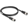 Delock M12 Kabelis D-kodiert 4 Pin Stecker zu Buchse PVC 1 m