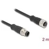 Delock M12 Kabelis D-kodiert 4 Pin Stecker zu Buchse PVC 2 m
