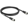Delock M12 Kabelis D-kodiert 4 Pin Stecker zu Buchse PVC 2 m