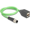 Delock M12 Kabelis D-kodiert 4 Pin Stecker zu RJ45 Buchse PUR (TPU) 0,5 m