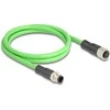 Delock M12 Kabelis D-kodiert 4 Pin Stecker zu Buchse PUR (TPU) 2 m