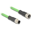 Delock M12 Kabelis D-kodiert 4 Pin Stecker zu Buchse PUR (TPU) 2 m