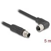 Delock M12 Kabelis L-kodiert 4 Pin Stecker gerade zu Buchse rechts gewinkelt PUR schleppkettentauglich 5 m juodas