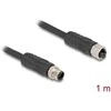 Delock M12 Kabelis L-kodiert 4 Pin Stecker zu Buchse PUR schleppkettentauglich 1 m juodas