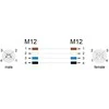 Delock M12 Kabelis L-kodiert 4 Pin Stecker zu Buchse PUR schleppkettentauglich 1 m juodas