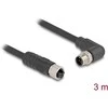 Delock M12 Kabelis L-kodiert 4 Pin Stecker rechts gewinkelt zu Buchse gerade PUR schleppkettentauglich 3 m juodas