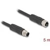 Delock M12 Kabelis L-kodiert 4 Pin Stecker zu Buchse PUR schleppkettentauglich 5 m juodas