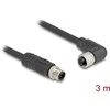 Delock M12 Kabelis L-kodiert 4 Pin Stecker gerade zu Buchse rechts gewinkelt PUR schleppkettentauglich 3 m juodas