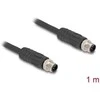 Delock M12 Kabelis L-kodiert 4 Pin Stecker zu Stecker PUR schleppkettentauglich 1 m juodas