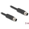 Delock M12 Kabelis L-kodiert 4 Pin Stecker zu Stecker PUR schleppkettentauglich 3 m juodas