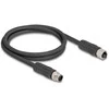 Delock M12 Kabelis L-kodiert 4 Pin Stecker zu Buchse PUR schleppkettentauglich 1 m juodas