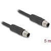 Delock M12 Kabelis L-kodiert 4 Pin Stecker zu Stecker PUR schleppkettentauglich 5 m juodas