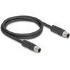 Delock M12 Kabelis L-kodiert 4 Pin Stecker zu Stecker PUR schleppkettentauglich 2 m juodas