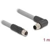 Delock M12 Kabelis L-kodiert 5 Pin Stecker rechts gewinkelt zu Buchse gerade PUR schleppkettentauglich 1 m grau