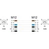 Delock M12 Kabelis L-kodiert 5 Pin Stecker zu Stecker PUR schleppkettentauglich 2 m grau