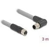 Delock M12 Kabelis L-kodiert 5 Pin Stecker rechts gewinkelt zu Buchse gerade PUR schleppkettentauglich 3 m grau