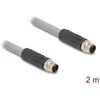 Delock M12 Kabelis L-kodiert 5 Pin Stecker zu Stecker PUR schleppkettentauglich 2 m grau