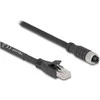 Delock M12 Kabelis X-kodiert 8 Pin Buchse zu RJ45 Stecker Cat.5e S/FTP flexibel 3 m juodas