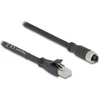 Delock M12 Kabelis X-kodiert 8 Pin Buchse zu RJ45 Stecker Cat.5e S/FTP flexibel 5 m juodas