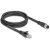 Delock M12 Kabelis X-kodiert 8 Pin Buchse zu RJ45 Stecker Cat.5e S/FTP flexibel 2 m juodas